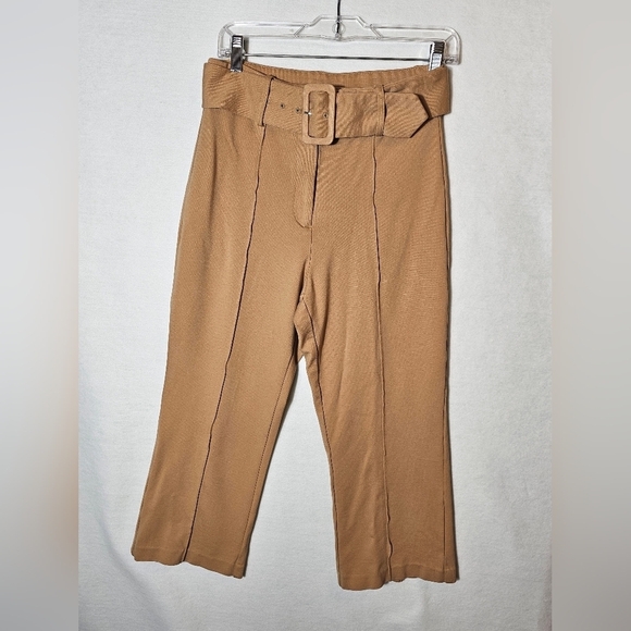 Drew Tan Stretch Pleated Legs Pants with Belt Women's Size 8 - Picture 9 of 9